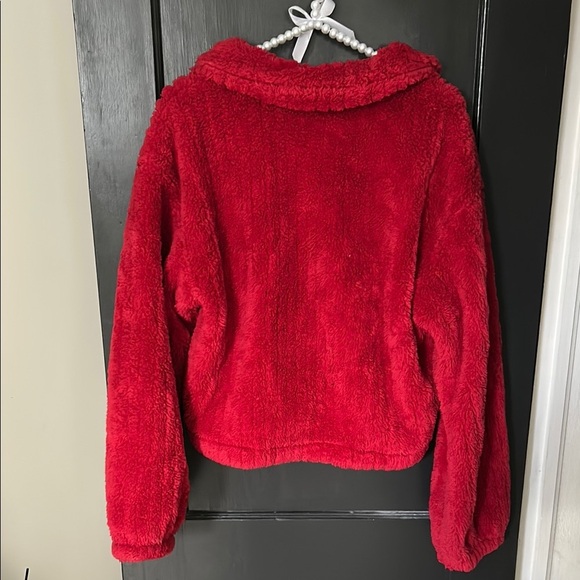 SHEIN Vibrant Red Faux Fur Coat/Sweater - Picture 3 of 3